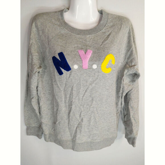 J. Crew Women's NYC New York City Embroidered Sweatshirt Gray Crewneck Size S - Picture 3 of 10